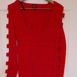 2B BEBE Cutout back and cutout sleeves Bandage RED dress XL